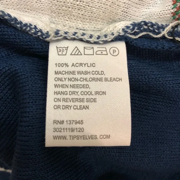 Tipsy Elves Ugly Sweater - Santa on the Roof Chimney - Blue Red White - Picture 5 of 7